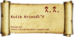 Kulik Kristóf névjegykártya